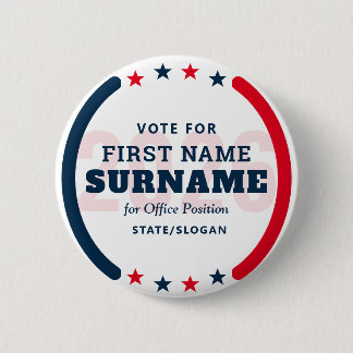 Badge Rond 5 Cm Nom de candidat personnalisé Campagne électorale p