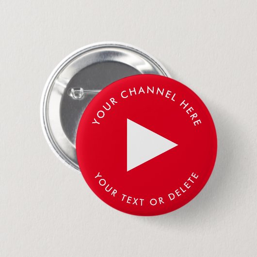 Badge Rond 5 Cm Nom de chaîne Youtube Personnalisé Rouge (Devant & derrière)