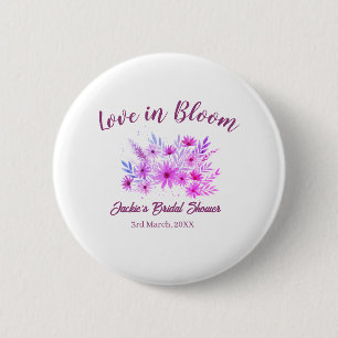 Badge Rond 5 Cm nom de la fête de mariage bohème rose en fleurs ré