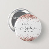 Badge Rond 5 Cm Nom de la mariée de l'équipe - Script Rose Gold Pa (Devant & derrière)