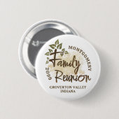 Badge Rond 5 Cm Nom de l'arbre du script de réunion de famille Wat (Devant & derrière)