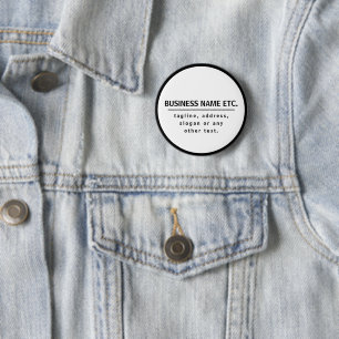 Badge Rond 5 Cm Nom de l'entreprise & Slogan/autre texte Noir &