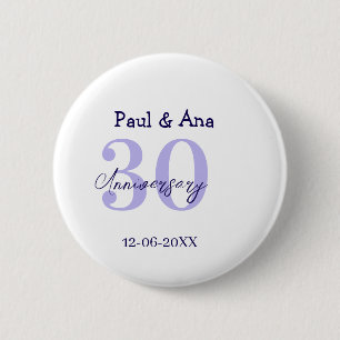 Badge Rond 5 Cm nom de lettre gras violet 30e anniversaire simple