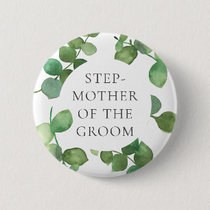 Badge Rond 5 Cm Nom de mariage floral bohème à feuillage d'eucalyp
