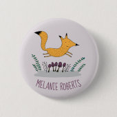 Badge Rond 5 Cm Nom des enfants illustrant la Fox mignonne (Devant)
