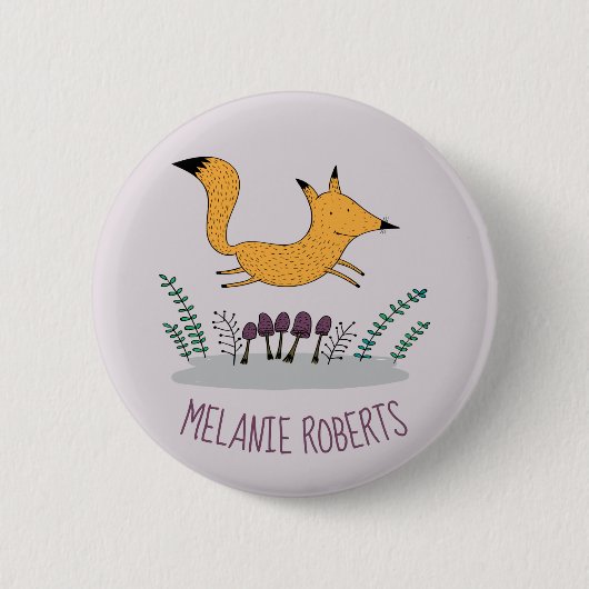 Badge Rond 5 Cm Nom des enfants illustrant la Fox mignonne (Devant)