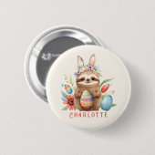 Badge Rond 5 Cm Nom des oeufs de lapin lapin de Pâques (Devant & derrière)