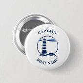 Badge Rond 5 Cm Nom du bateau du capitaine de vaisseau Marine Bleu (Devant & derrière)