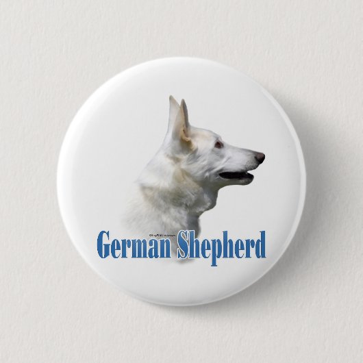 Badge Rond 5 Cm Nom du berger allemand blanc - Bouton (Devant)