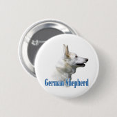 Badge Rond 5 Cm Nom du berger allemand blanc - Bouton (Devant & derrière)