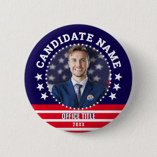 Badge Rond 5 Cm Nom du candidat à une campagne électorale politiqu