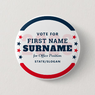 Badge Rond 5 Cm Nom du candidat de la campagne électorale politiqu