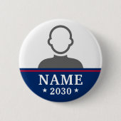 Badge Rond 5 Cm Nom du candidat photo de campagne électorale (Devant)