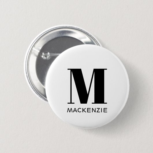 Badge Rond 5 Cm Nom du monogramme simple (Devant & derrière)