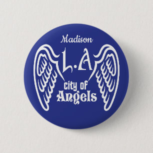 Badge Rond 5 Cm Nom et couleur personnalisés Bouton L.A. Ailes