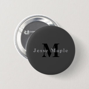 Badge Rond 5 Cm Nom et monogramme   Dark Gray