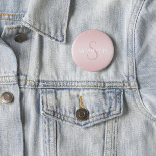 Badge Rond 5 Cm Nom et monogramme ombré rose pâle moderne élégant