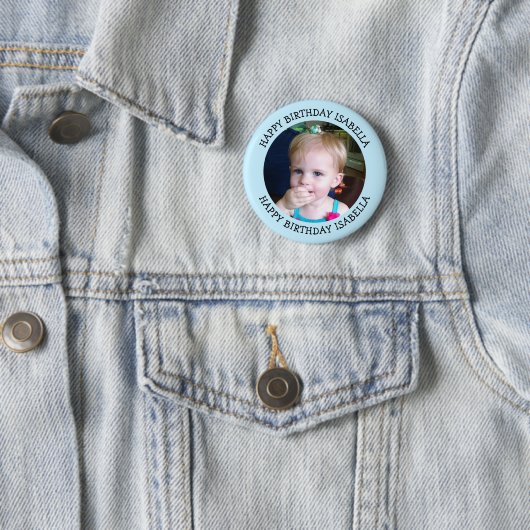 Badge Rond 5 Cm Nom et photo personnalisés Anniversaire (En situation)