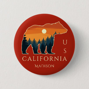 Badge Rond 5 Cm Nom et texte personnalisés Forêt d'ours