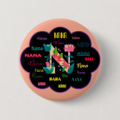 Badge Rond 5 Cm Nom initial floral de Nana (Devant)