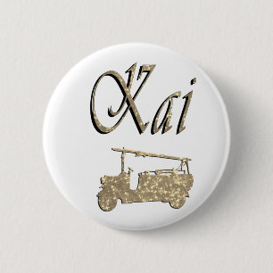 Badge Rond 5 Cm Nom Kai avec camion de pompiers,