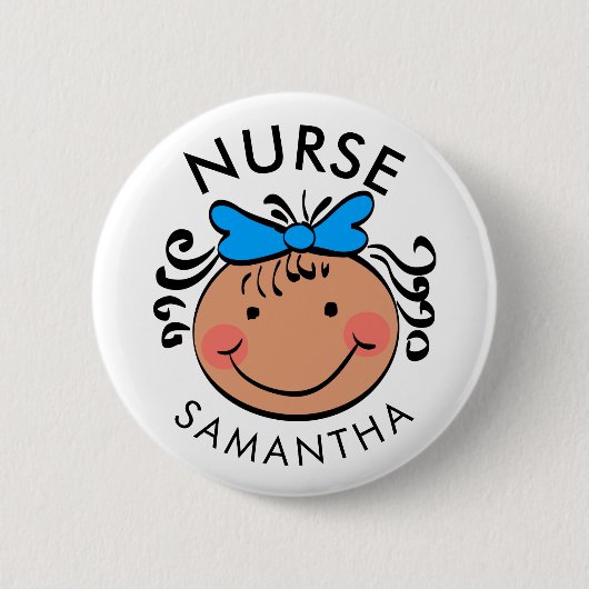 Badge Rond 5 Cm Nom mignon d'infirmière de bande dessinée (Devant)
