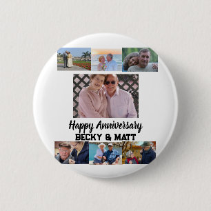 Badge Rond 5 Cm Nom moderne personnalisé 7 Anniversaire photo