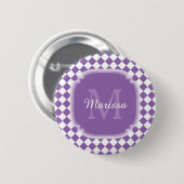 Badge Rond 5 Cm Nom monogrammé à la mode violet clair (Devant & derrière)