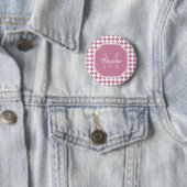 Badge Rond 5 Cm Nom monogrammé Chic Cashmere Rose vérifié (En situation)