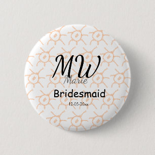 Badge Rond 5 Cm nom monogramme simple personnalisé bridesmaid spar