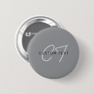 Badge Rond 5 Cm Nom ou salutation modifiable   Noir et gris foncé