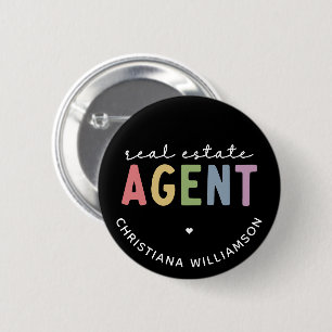 Badge Rond 5 Cm Nom personnalisé Agent immobilier   Cadeaux immobi