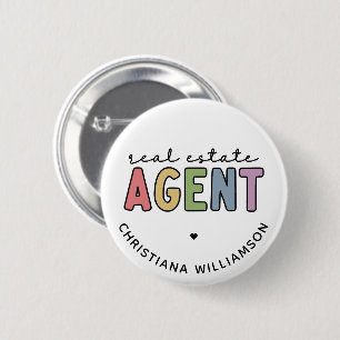 Badge Rond 5 Cm Nom personnalisé Agent immobilier   Cadeaux immobi
