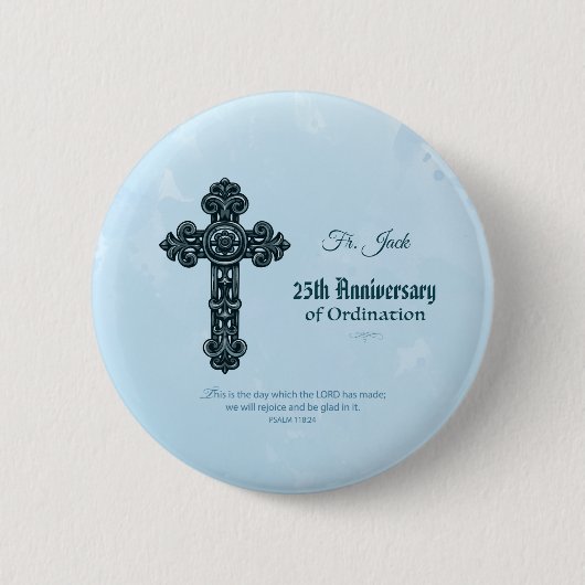 Badge Rond 5 Cm Nom personnalisé & Anniversaire Année Ordination,  (Devant)