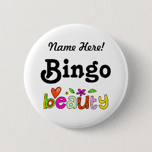 Badge Rond 5 Cm Nom personnalisé Bingo Beauté Pinback personnalisé