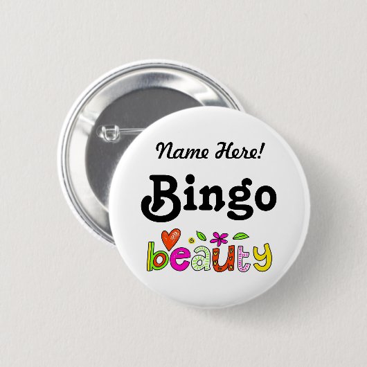 Badge Rond 5 Cm Nom personnalisé Bingo Beauté Pinback personnalisé (Devant & derrière)
