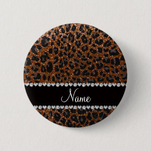 Badge Rond 5 Cm Nom personnalisé chocolat parties scintillant brun