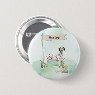 Badge Rond 5 Cm Nom personnalisé Dalmatien animal de compagnie Chi