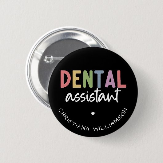 Badge Rond 5 Cm Nom personnalisé Dental Assistant Cadeau (Devant & derrière)