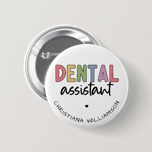 Badge Rond 5 Cm Nom personnalisé Dental Assistant Cadeau (Devant & derrière)