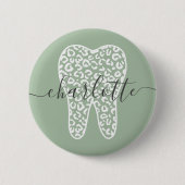 Badge Rond 5 Cm Nom personnalisé Dental Empreinte de léopard Doth (Devant)