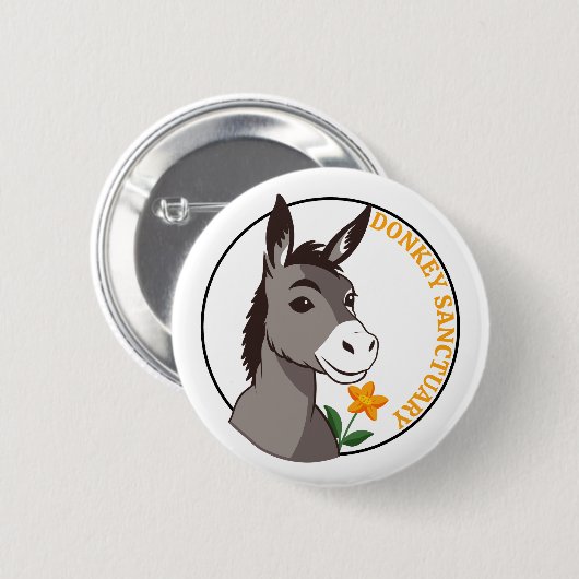 Badge Rond 5 Cm Nom Personnalisé Donkey Et Flower (Devant & derrière)