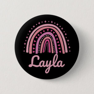 Badge Rond 5 Cm Nom Personnalisé Drôle Femmes Rose Arc-en-ciel Lay