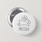 Badge Rond 5 Cm Nom personnalisé du lapin de lapin couché (Devant & derrière)