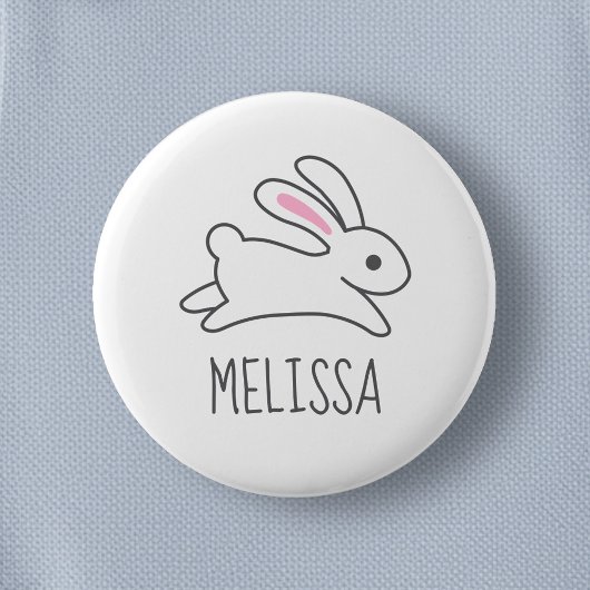 Badge Rond 5 Cm Nom personnalisé du lapin de lapin couché