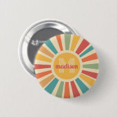 Badge Rond 5 Cm Nom personnalisé et bandes rétro monogrammes (Devant & derrière)