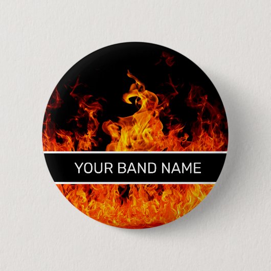 Badge Rond 5 Cm Nom personnalisé Flames de broches de broches de b (Devant)