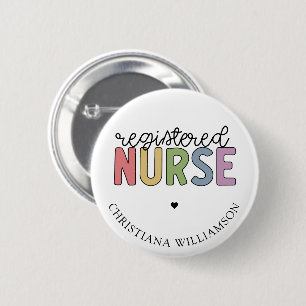 Badge Rond 5 Cm Nom personnalisé Infirmière inscrite infirmière in