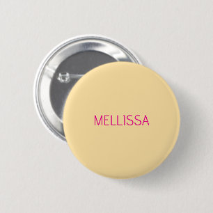 Badge Rond 5 Cm Nom personnalisé minimaliste crème 