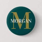 Badge Rond 5 Cm Nom personnalisé Monogram Dark Turquoise (Devant)